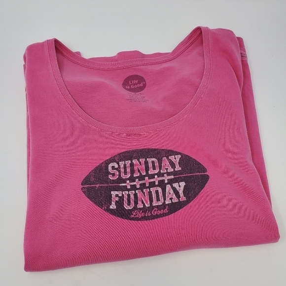 LIFE IS GOOD SUNDAY FUNDAY HOT PINK SHORT SLEEVE T-SHIRT CRUSHER TEE WOMEN XL - Picture 7 of 11